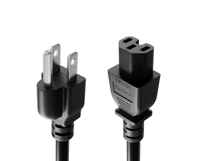 CompuCablePlusUSA NEMA 5-15P to IEC 60320 C15 Heavy-Duty Power Cord Black Color.