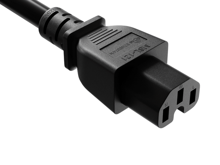 CompuCablePlusUSA IEC 60320 C15 Heavy-Duty Power Cord Black Color.