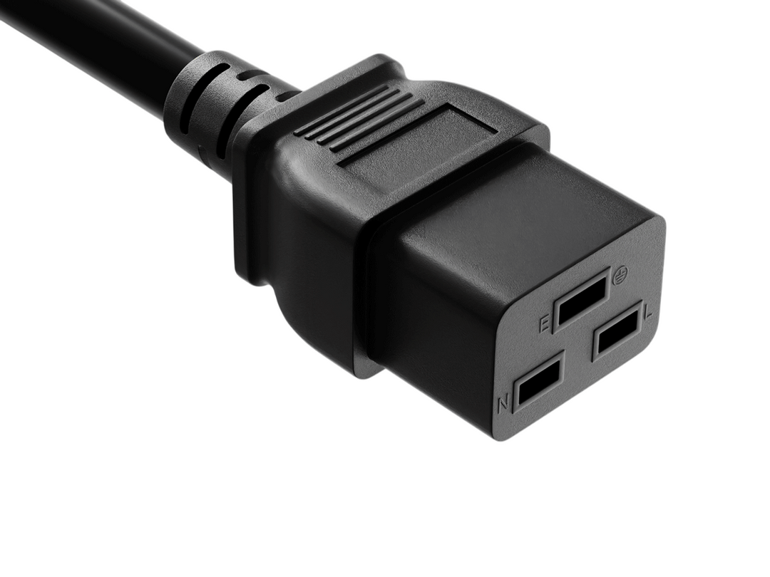 CompuCablePlusUSA IEC 60320 C19 Heavy Duty Power Cord Black Cord.