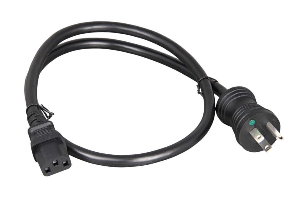 CompuCablePlusUSA NEMA 5-15P to C13 Hospital Grade Power Cord – 18AWG SJT, 10A/125V, UL Certified, Black, 3/6/10/15 FT