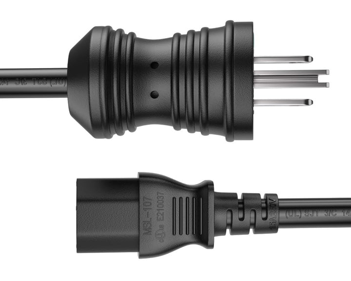 CompuCablePlusUSA NEMA 5-15P to C13 Hospital Grade Power Cord – 18AWG SJT, 10A/125V, UL Certified, Black, 3/6/10/15 FT