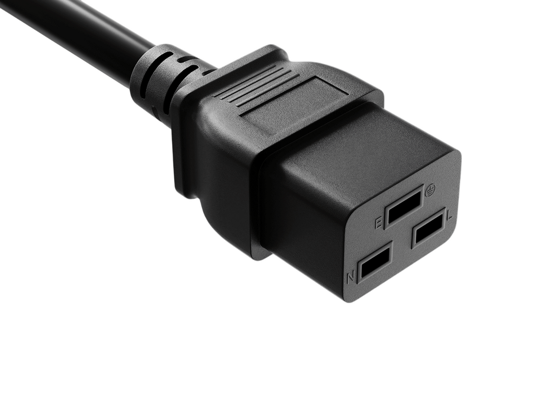 CompuCablePlusUSA IEC 60320 C14 to C19 Heavy Duty Data Center Jumper Cord Black Color.