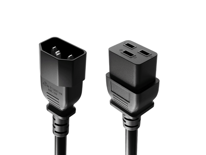 CompuCablePlusUSA IEC 60320 C14 to C19 Heavy Duty Data Center Jumper Cord Black Color.