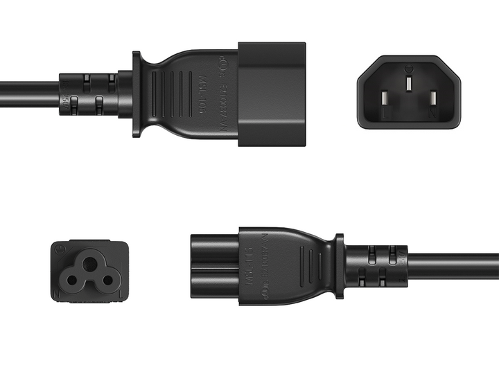 CompuCablePlusUSA IEC 60320 C14 to C5 Jumper Cord Black Color.