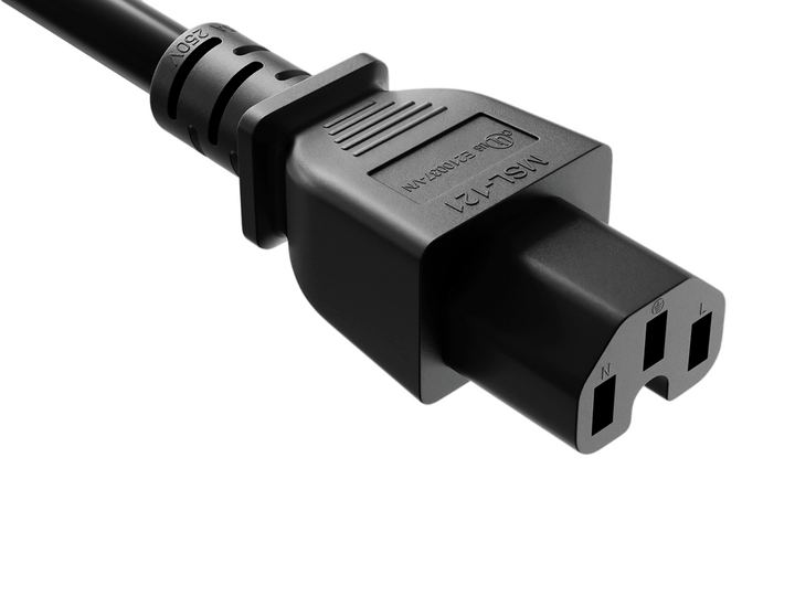CompuCablePlusUSA IEC 60320 C15 High-Temp Extension Jumper Cord Black Color.