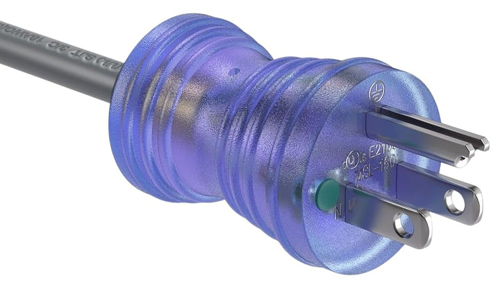 Blue electrical plug on a white background