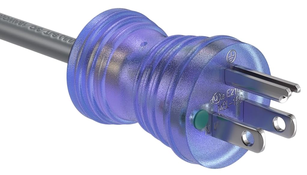 Blue electrical plug on a white background