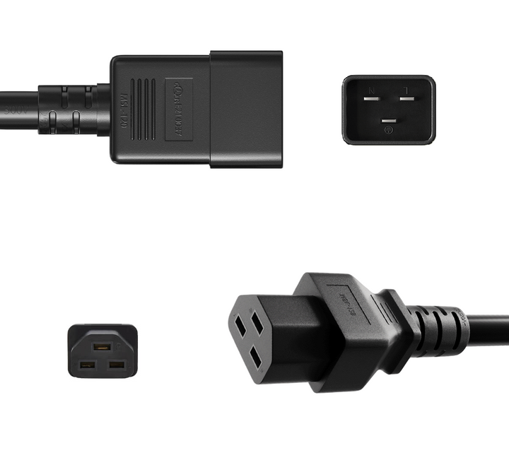 CompuCablePlusUSA IEC 60320 C20 to C21 Heavy Duty Data Center Jumper Cord Black Color.