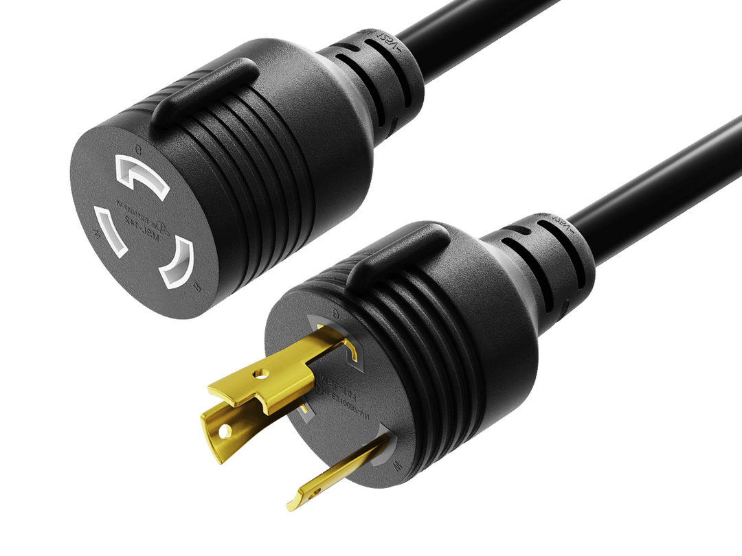 CompuCablePlusUSA NEMA L5-30P to L5-30R Twist-Lock Heavy-Duty Power Extension Cord 