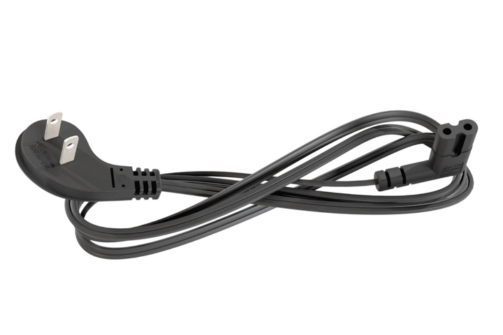 CompuCablePlusUSA Ultra Low Profile 45˚ Angled NEMA 1-15P to C7 Right Angle Non-Polarized Figure-8 Power Cord .