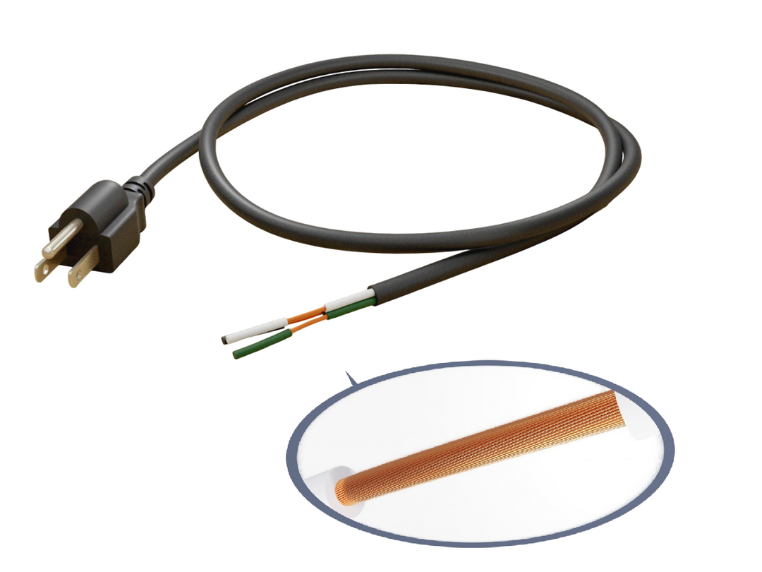 CompuCablePlusUSA NEMA 5-15P to Bare Wires/ROJ/Pigtail Power Cord Black Color.