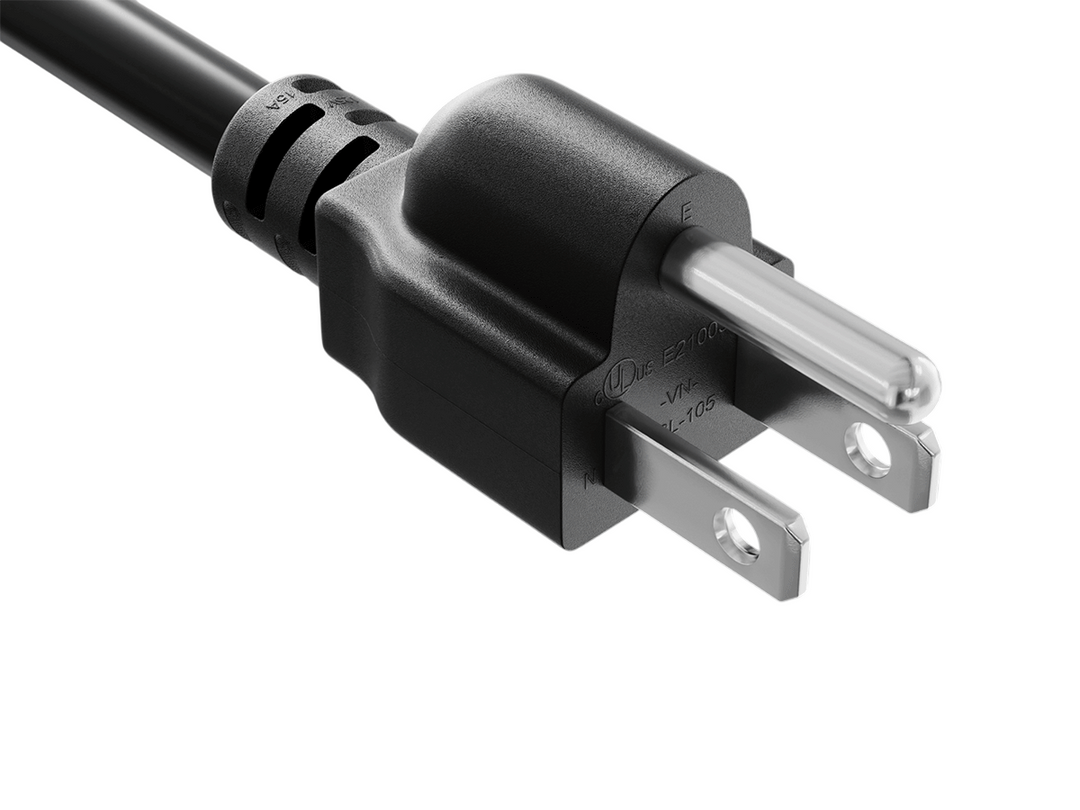CompuCablePlusUSA NEMA 5-15P Power Cord Black Color.