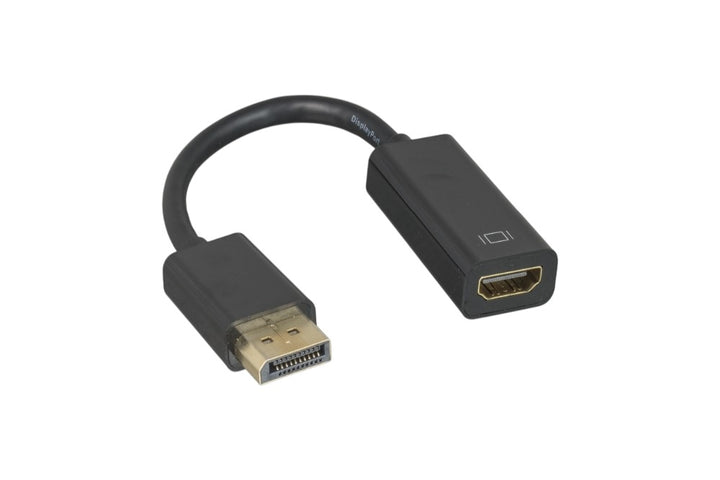 CompuCablePlusUSA DisplayPort Male to HDMI Female Passive Adapter Without Latch, Compliant with DP 1.2 for DP++ Source Black Cord 100mm (3.94 Inches / 0.33 Feet).