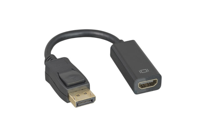 CompuCablePlusUSA DisplayPort Male to HDMI Female Passive Adapter with Latch, 1080p Full HD Video & Audio Converter Compliant with DP 1.2 Black, 100mm (3.94 Inch / 0.33 Ft).