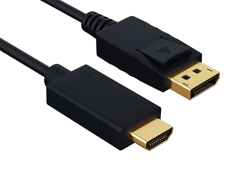 CompuCablePlusUSA DisplayPort Male to HDMI Male 4K Cable, Premium 28AWG Cord Compliant with DP 1.2 & HDMI 1.4b Black.