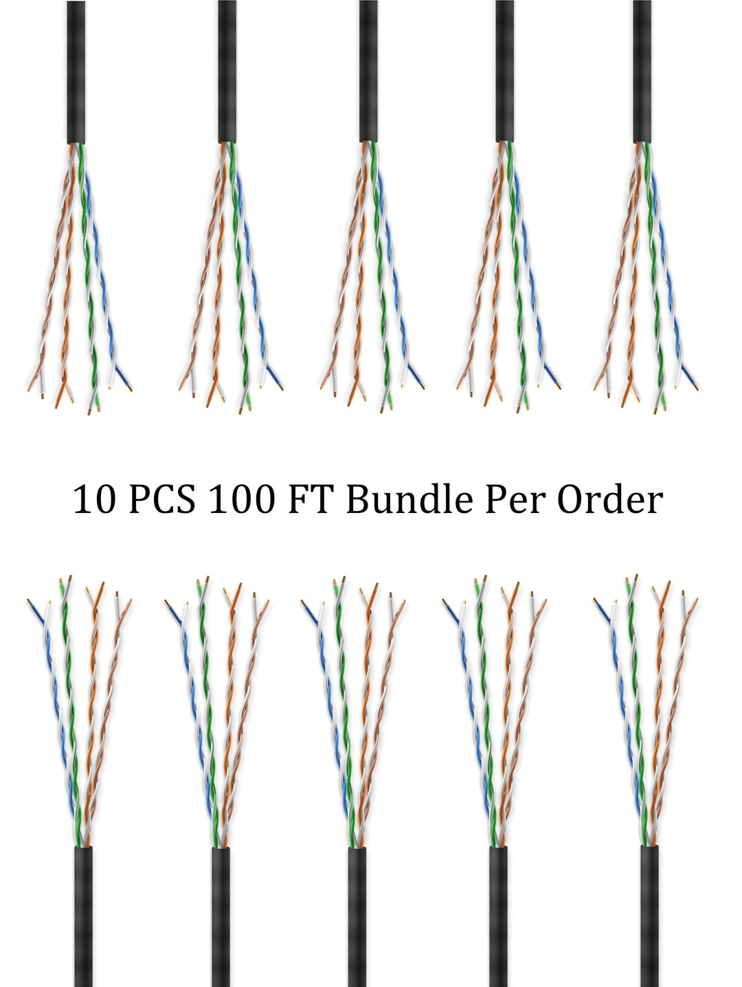 CompuCablePlusUSA Cat5E Direct Burial Outdoor Bulk Ethernet Cable 1000 FT, CMX/UV Rated, Bare Copper, 350MHz Gigabit, UTP 24 AWG