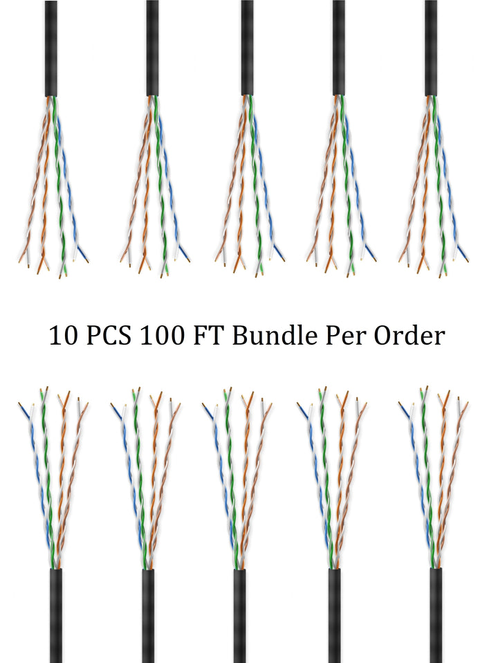 CompuCablePlusUSA Cat6E Direct Burial Outdoor Bulk Ethernet Cable 1000 FT, CMX/UV Rated, Bare Copper, 600 MHz Gigabit, Shielded 23 AWG