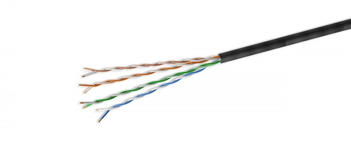 CompuCablePlusUSA Cat6E Direct Burial Outdoor Bulk Ethernet Cable 1000 FT, CMX/UV Rated, Bare Copper, 600 MHz Gigabit, Shielded 23 AWG