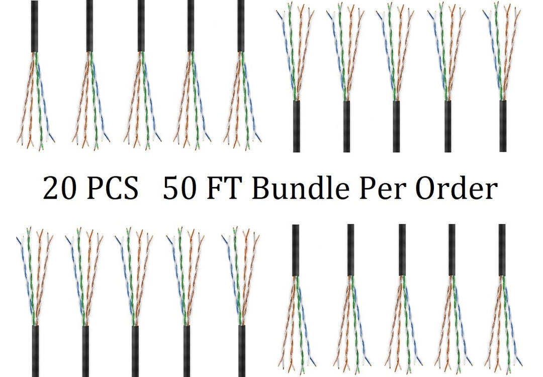 CompuCablePlusUSA Cat6E Direct Burial Outdoor Bulk Ethernet Cable 1000 FT, CMX/UV Rated, Bare Copper, 600 MHz Gigabit, Shielded 23 AWG