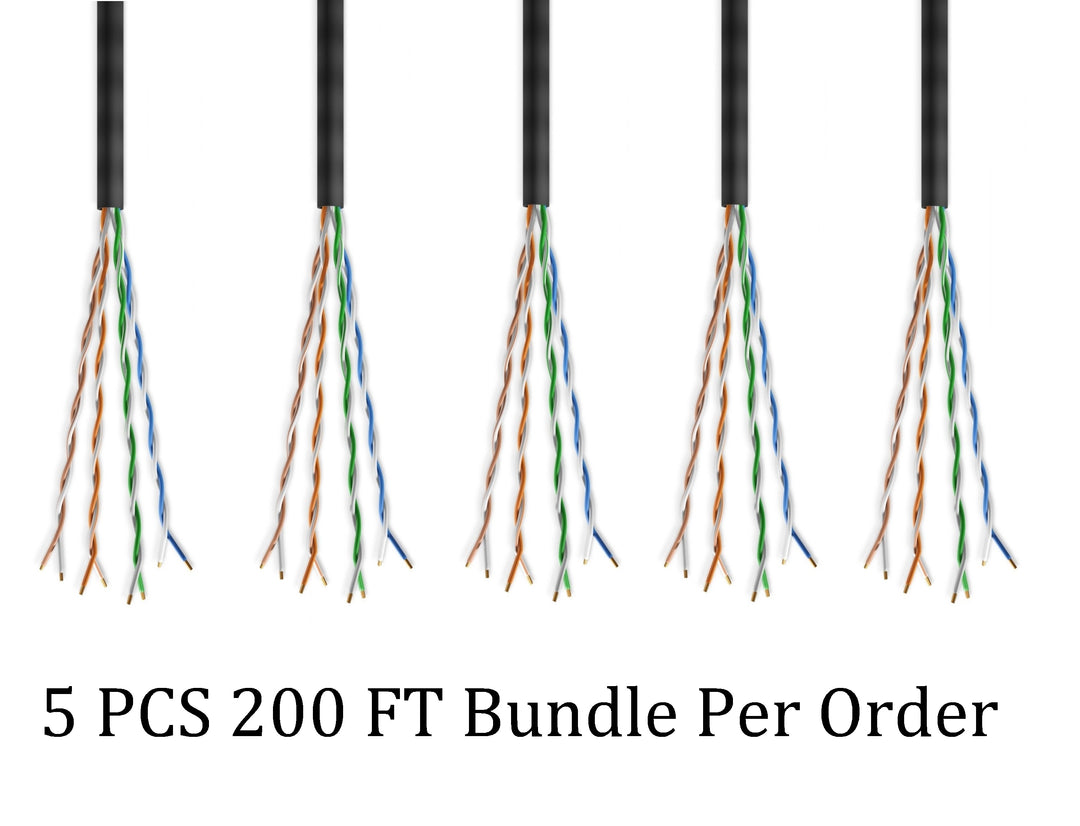 CompuCablePlusUSA Cat6E Direct Burial Outdoor Bulk Ethernet Cable 1000 FT, CMX/UV Rated, Bare Copper, 550 MHz Gigabit, UTP 23 AWG