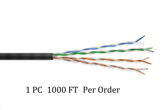 CompuCablePlusUSA Cat6A Slim Ethernet Bulk Cable 1000 FT, CM Rated, Bare Copper, 10 Gigabit, UTP 28 AWG Stranded