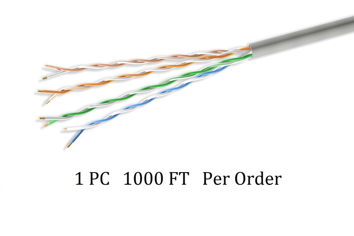 CompuCablePlusUSA Cat6 Slim Ethernet Bulk Cable 1000 FT, CM Rated, Bare Copper, Gigabit, UTP 28 AWG Stranded
