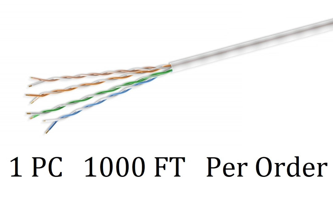 CompuCablePlusUSA Cat6 Slim Ethernet Bulk Cable 1000 FT, CM Rated, Bare Copper, Gigabit, UTP 28 AWG Stranded