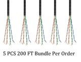 CompuCablePlusUSA Cat6 Slim Ethernet Bulk Cable 1000 FT, CM Rated, Bare Copper, Gigabit, UTP 28 AWG Stranded