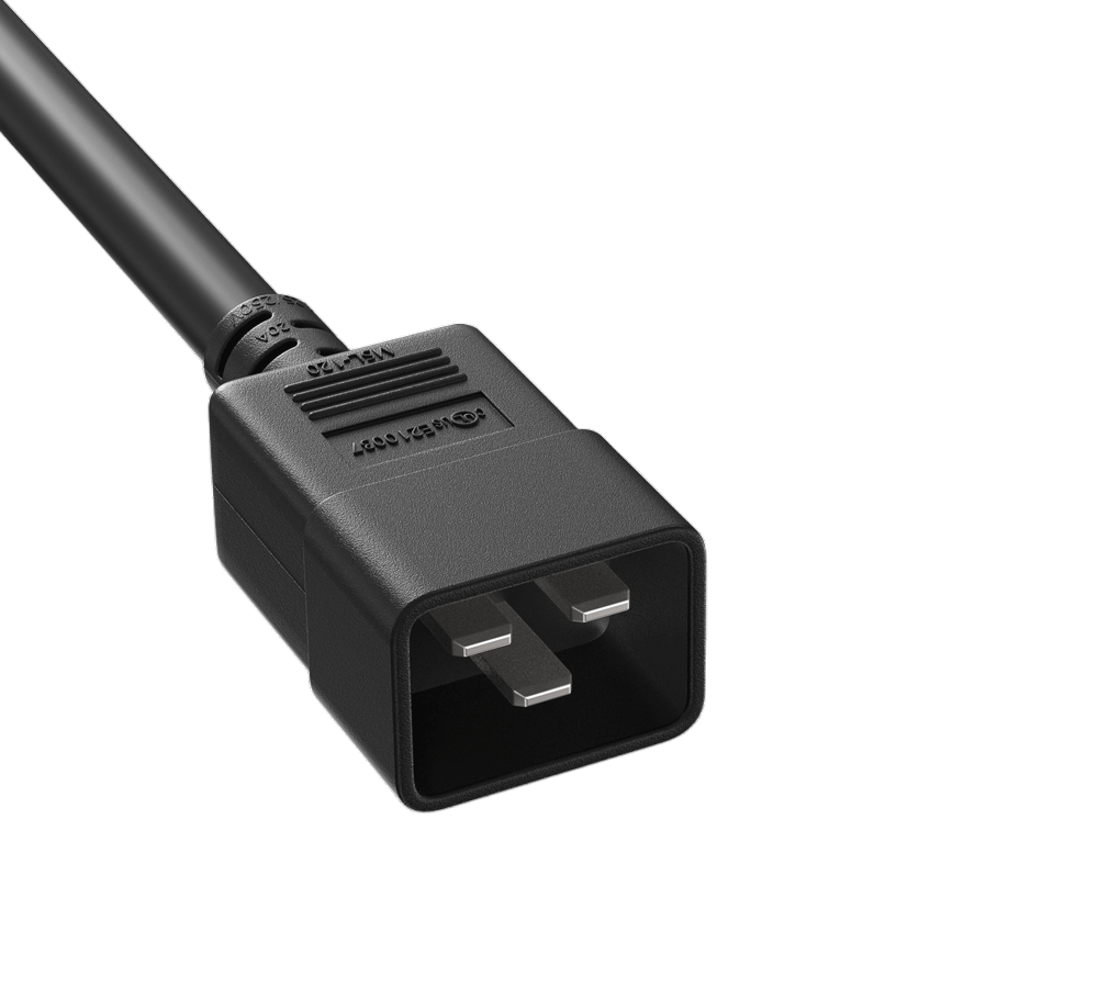 CompuCablePlusUSA.com IEC 60320- C20 Heavy Duty Extension Jumper Power Cord, 12AWG, Black Color.