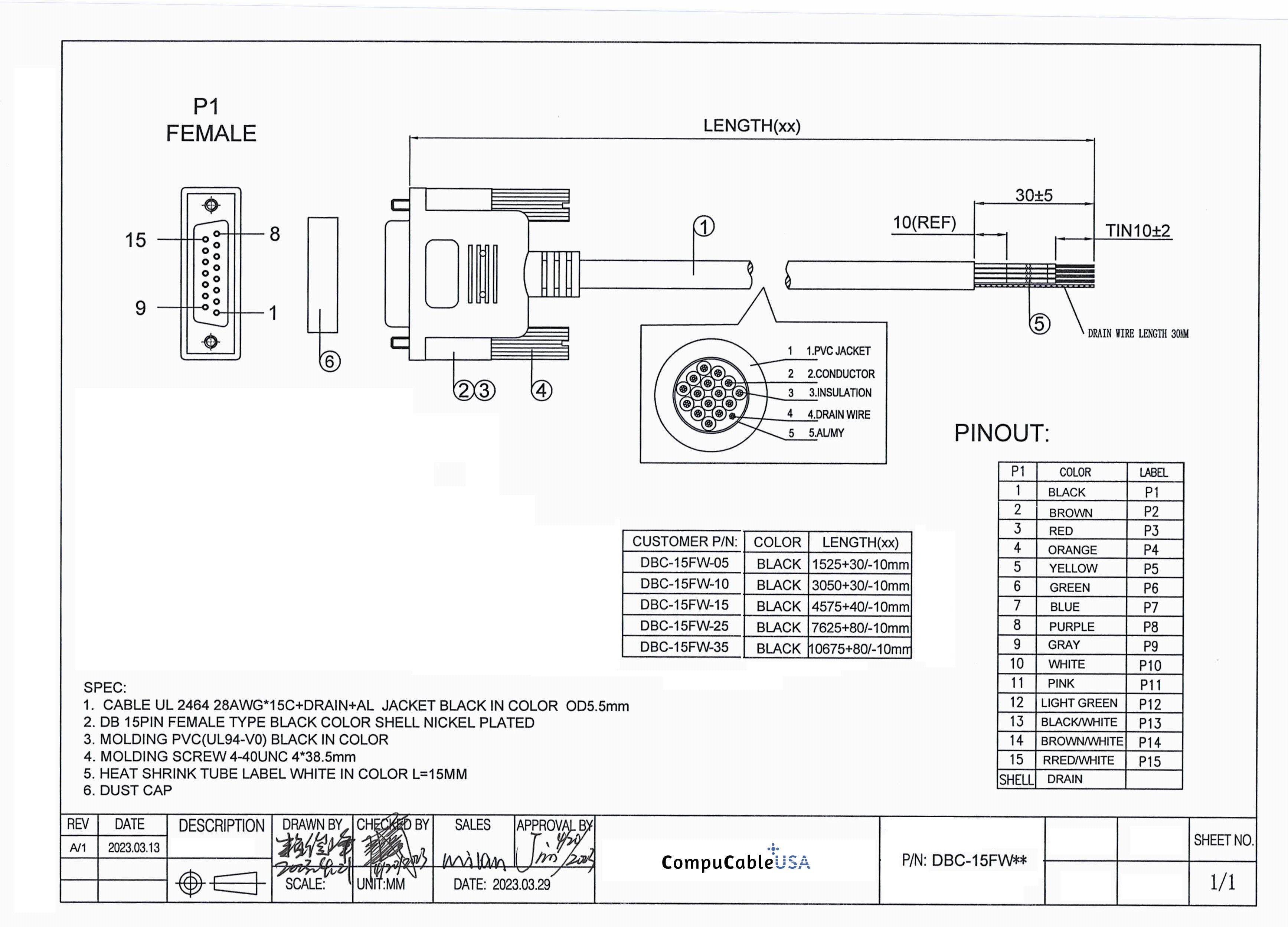 15 Pin RS232 Serial Cable_Female 5/10/25 Feet – CompuCablePlusUSA