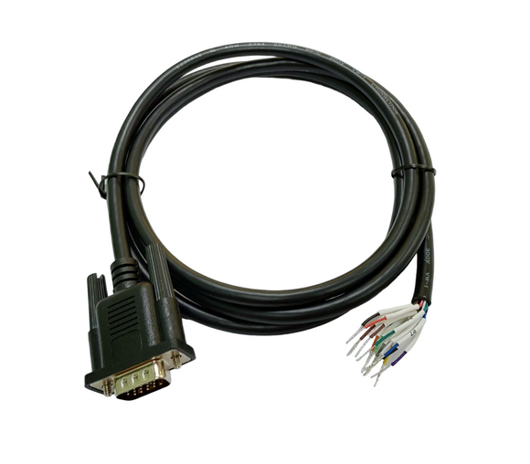 High Density DB15 Male RS-232 Serial Cable to Lead Wires.