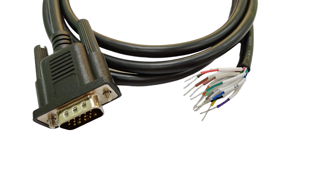 High Density DB15 Male RS-232 Serial Cable to Lead Wires.