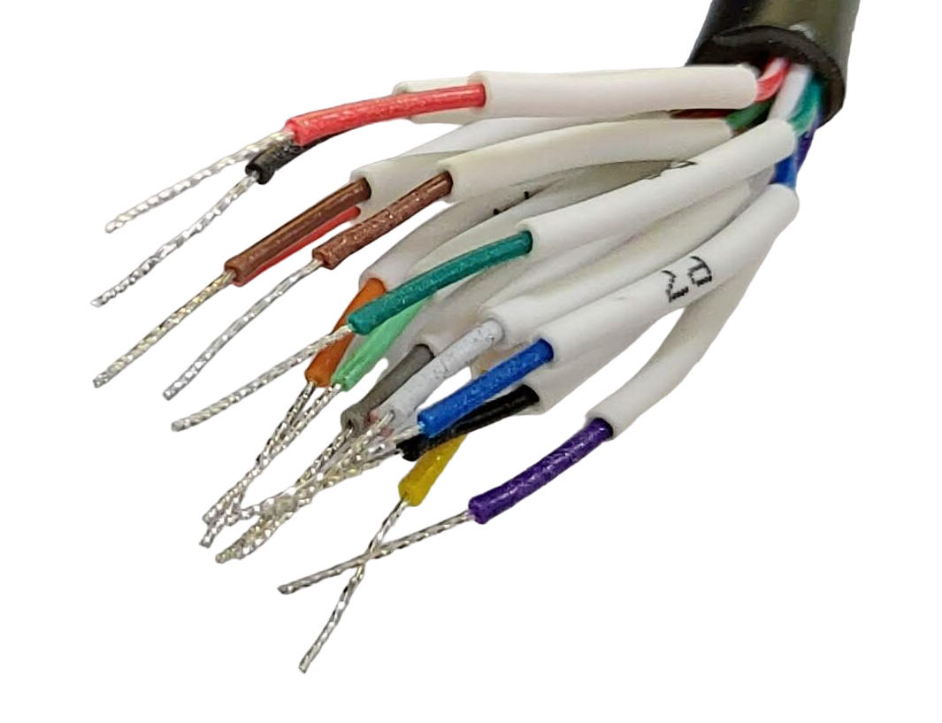 RS-232 Serial Cable Lead Wires with Different Colors and Numbers.