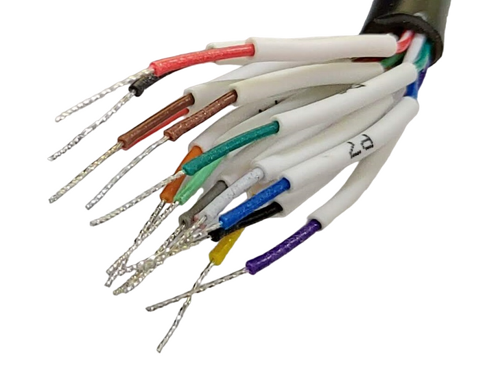 RS-232 Serial Cable Lead Wires with Different Colors and Numbers.