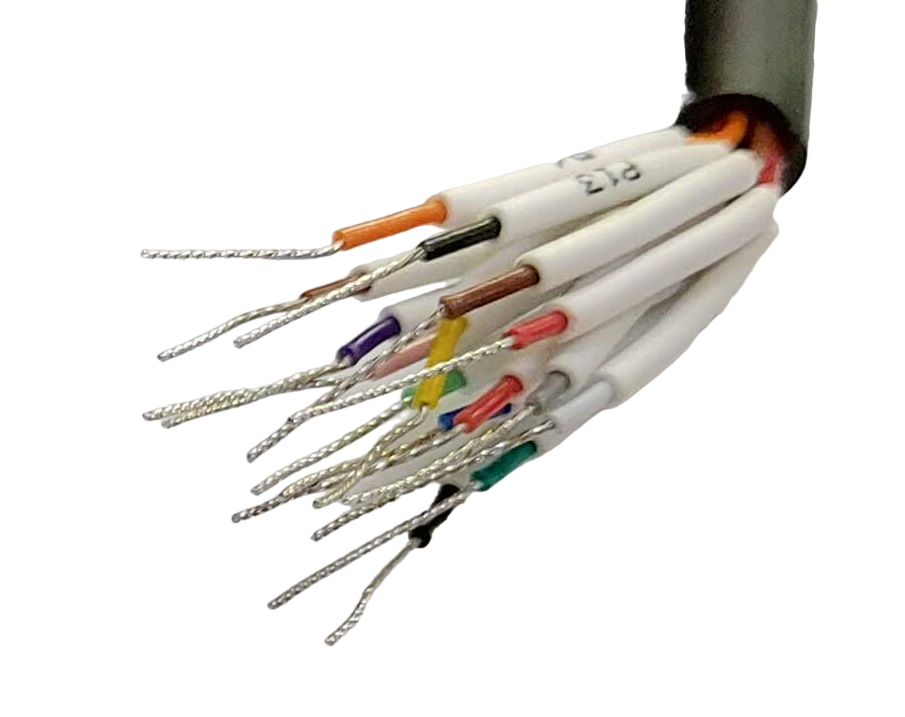 RS-232 Serial Cable Lead Wires with Different Colors and Numbers.