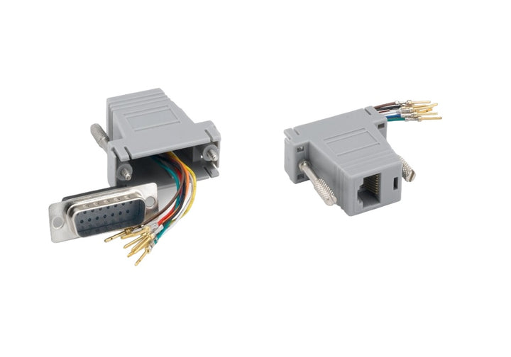 CompuCablePlusUSA.com DB15 Male to RJ45 (8P8C) Female Modular Adapter Gray, Front - DB15 Male and Back - RJ45 Female.