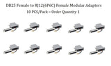 CompuCablePlusUSA.com DB25 Female to RJ12 (6P6C) Female Modular Adapter Gray 10 PCS/Pack.
