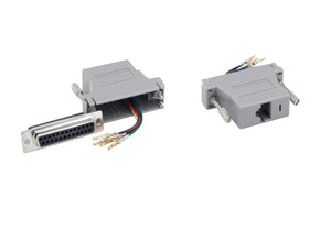 CompuCablePlusUSA.com DB25 Female to RJ45 (8P8C) Female Modular Adapter Gray, Front - DB25 Female to Back - RJ45 Female.