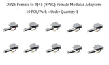 CompuCablePlusUSA.com DB25 Female to RJ45 (8P8C) Female Modular Adapter Gray 10 PCS/Pack.