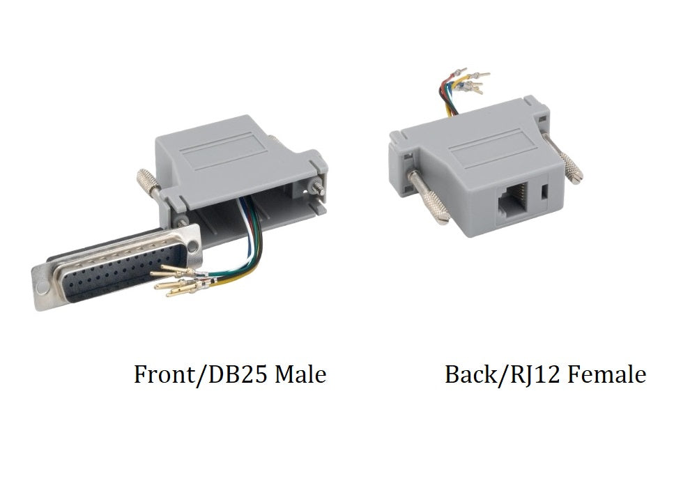 DB25 Male to RJ12 (6P6C) Female Modular Adapter Gray, 10 PCS/Pack ...
