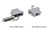 CompuCablePlusUSA.com DB25 Male to RJ12 (6P6C) Female Modular Adapter Gray - Front DB25 Male to RJ12 Female.