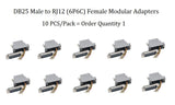 CompuCablePlusUSA.com DB25 Male to RJ12 (6P6C) Female Modular Adapter Gray 10 PCS/Pack.