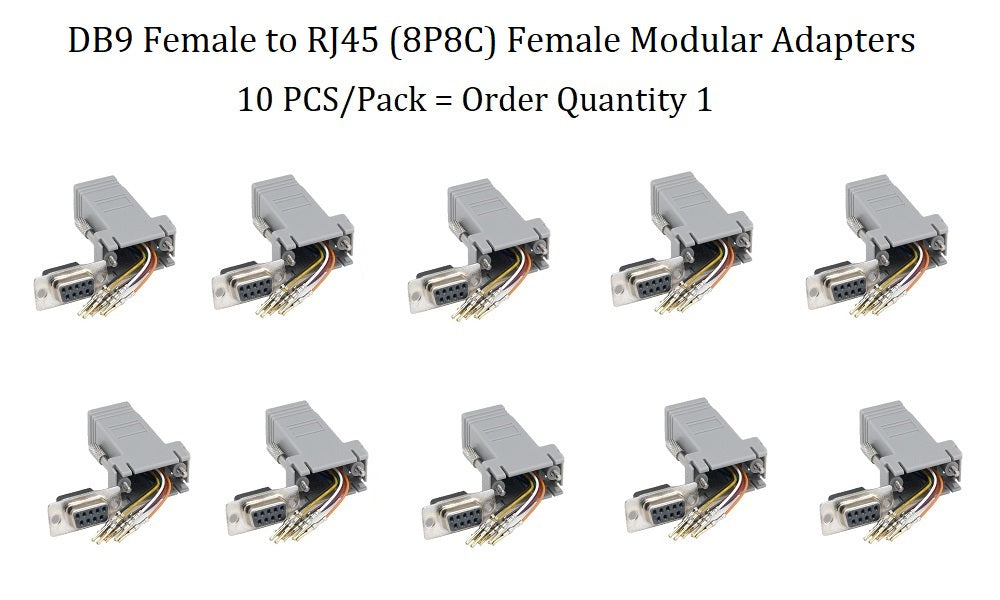 CompuCablePlusUSA.com D-Sub Conversion - Modular Adapter - DB9 Female to RJ45 (8P8C) Female Modular Adapter 10 PCS/Pack = Order Quantity 1.
