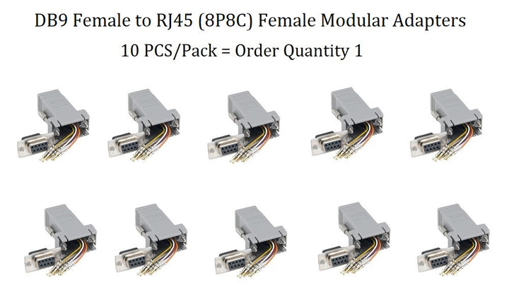 CompuCablePlusUSA.com D-Sub Conversion - Modular Adapter - DB9 Female to RJ45 (8P8C) Female Modular Adapter 10 PCS/Pack = Order Quantity 1.