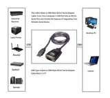 CompuCablePlusUSA.com USB Type A Male to DB9 Male RS232 Serial Adapter Cable Black 3.3 FT Connectors to Application Image. 