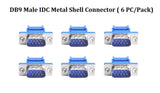 CompuCablePlusUSA.com DB9 Male IDC Metal Shell Connector for Serial RS-232 | 9-Pin DE9 Connector 6 PC/Pack = 1 Order.