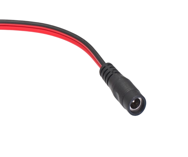 CompuCablePlusUSA DC Female Power Plug Cord ROJ 2.1mm x 5.5mm Black and Red 1 FT   
