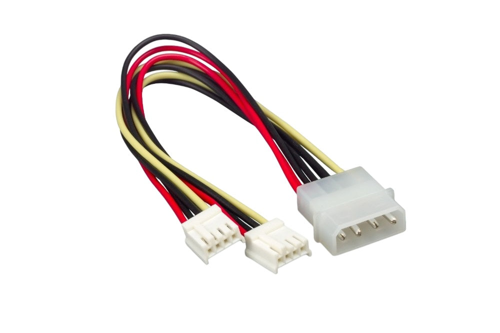 CompuCablePlusUSA 5.25" 4-Pin Molex Male to Dual 3.5" Female Internal DC Power Y Splitter Cable – 18AWG, 8 Inch
