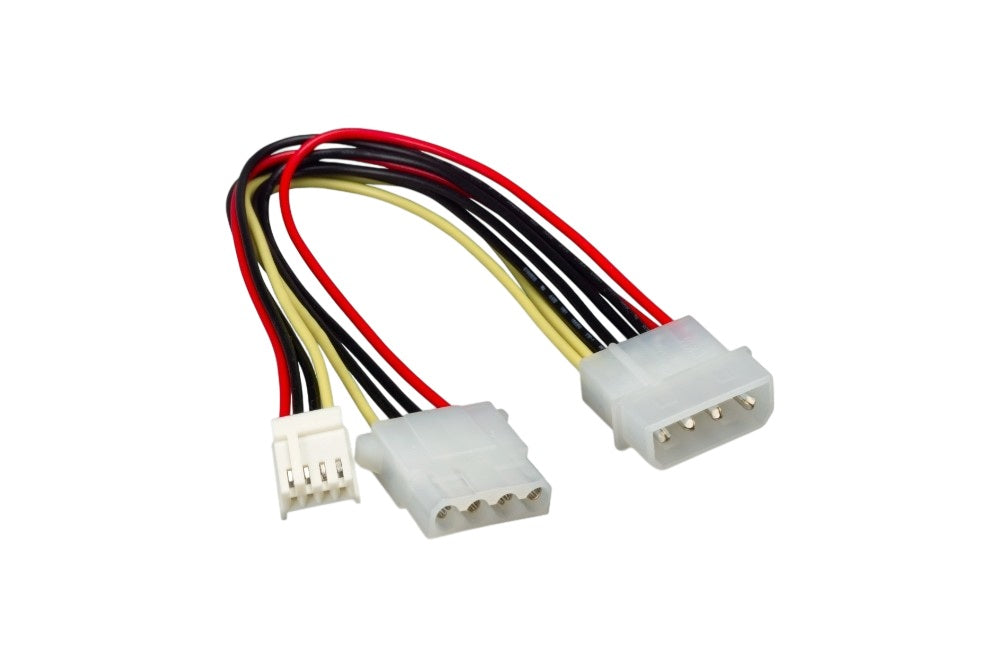 CompuCablePlusUSA 5.25" 4-Pin Molex Male to 3.5" Female and 5.25" Female Internal DC Power Y Splitter Cable – 18AWG, 8 Inch