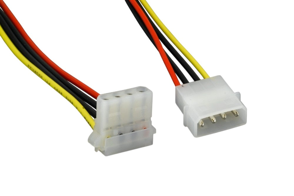 CompuCablePlusUSA 5.25" Male to 5.25" Right Angle Female Internal DC Power Extension Cable – 18AWG, 8 Inch